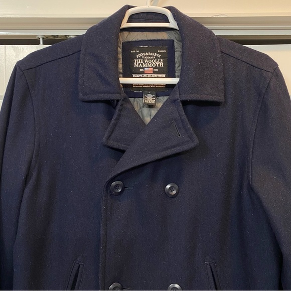 Vintage Steve & Barry THE WOOLLY MAMMOTH Size L Elegant Men's Dark Blue Peacoat - Picture 6 of 10